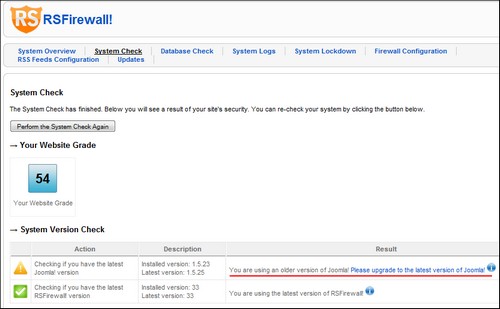 RSFirewall! System Check